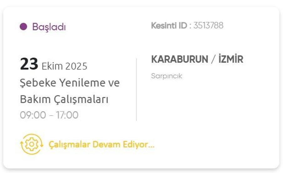 İZMİR ELEKTRİK KESİNTİSİ 23 EKİM: İzmir GDZ Elektrik Kesintisi Ne Zaman Bitecek 23 Ekim 2025 İzmir Kesinti Listesi...