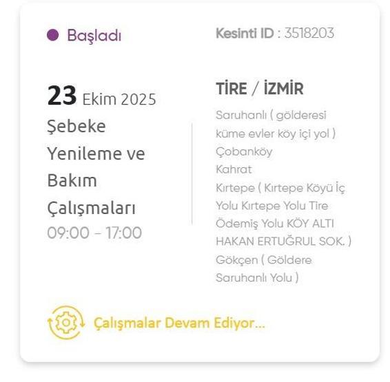 İZMİR ELEKTRİK KESİNTİSİ 23 EKİM: İzmir GDZ Elektrik Kesintisi Ne Zaman Bitecek 23 Ekim 2025 İzmir Kesinti Listesi...