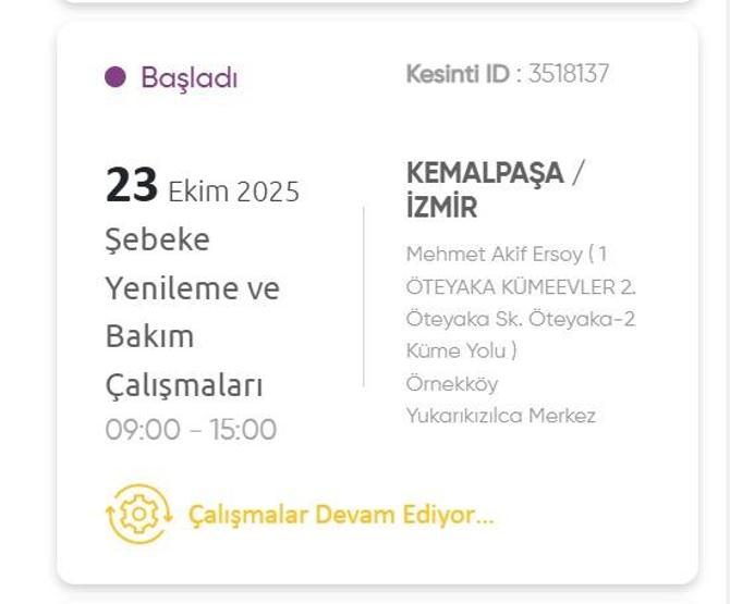 İZMİR ELEKTRİK KESİNTİSİ 23 EKİM: İzmir GDZ Elektrik Kesintisi Ne Zaman Bitecek 23 Ekim 2025 İzmir Kesinti Listesi...