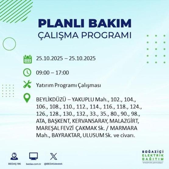 İstanbulda elektrikler ne zaman gelecek, saat kaçta 17 ilçe karanlığa gömülecek 25 EKİM 2025 AYDEAŞ - BEDAŞ İSTANBUL ELEKTRİK KESİNTİSİ LİSTESİ