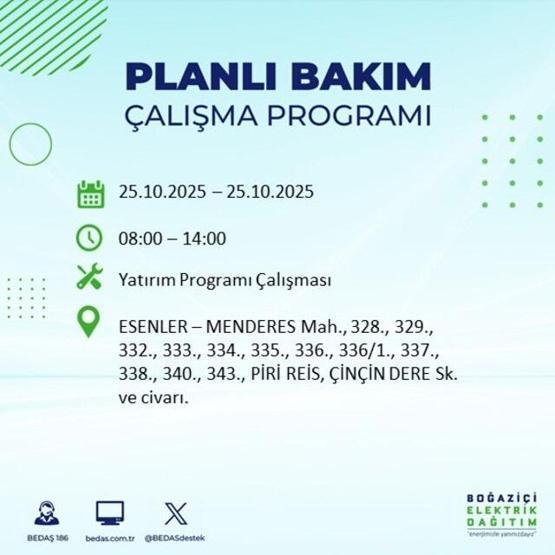 İstanbulda elektrikler ne zaman gelecek, saat kaçta 17 ilçe karanlığa gömülecek 25 EKİM 2025 AYDEAŞ - BEDAŞ İSTANBUL ELEKTRİK KESİNTİSİ LİSTESİ
