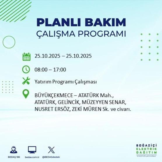 İstanbulda elektrikler ne zaman gelecek, saat kaçta 17 ilçe karanlığa gömülecek 25 EKİM 2025 AYDEAŞ - BEDAŞ İSTANBUL ELEKTRİK KESİNTİSİ LİSTESİ