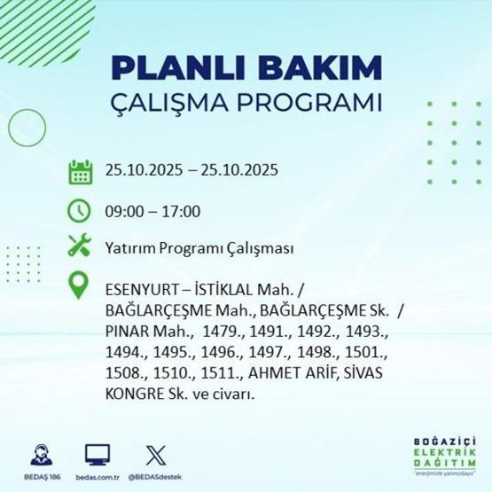 İstanbulda elektrikler ne zaman gelecek, saat kaçta 17 ilçe karanlığa gömülecek 25 EKİM 2025 AYDEAŞ - BEDAŞ İSTANBUL ELEKTRİK KESİNTİSİ LİSTESİ