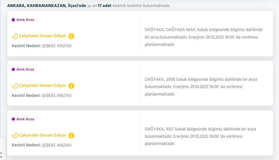 EDAŞ ANKARA ELEKTRİK KESİNTİSİ: 29 Ekim Ankarada Elektrikler Ne Zaman Gelecek Elektrik Kesintisi Ne Zaman Bitecek