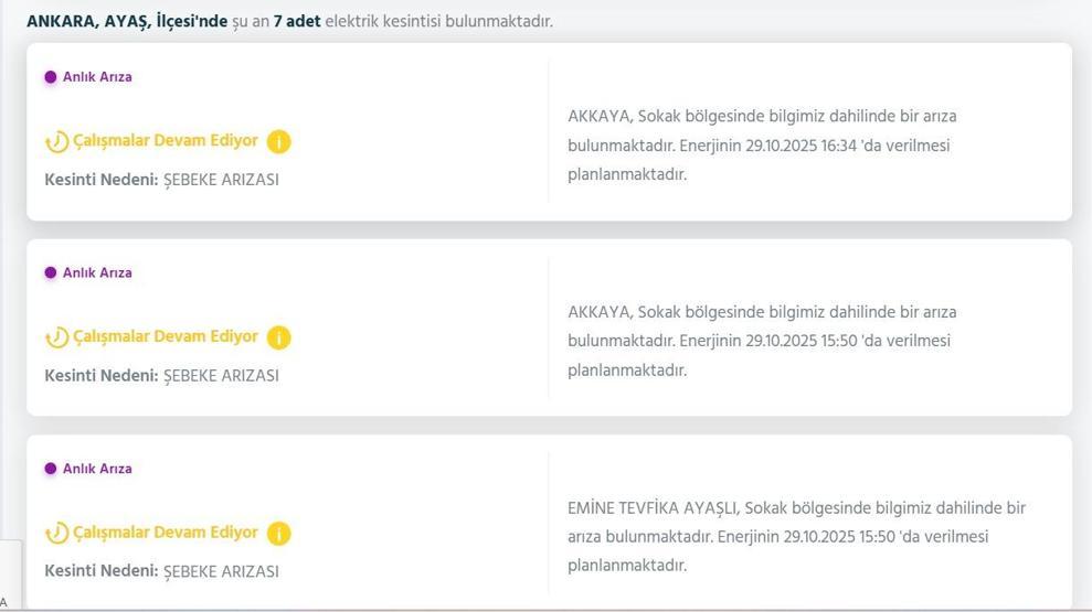 EDAŞ ANKARA ELEKTRİK KESİNTİSİ: 29 Ekim Ankarada Elektrikler Ne Zaman Gelecek Elektrik Kesintisi Ne Zaman Bitecek