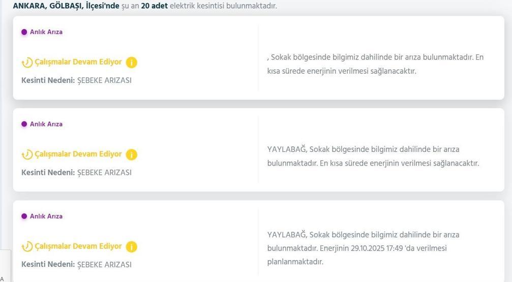 EDAŞ ANKARA ELEKTRİK KESİNTİSİ: 29 Ekim Ankarada Elektrikler Ne Zaman Gelecek Elektrik Kesintisi Ne Zaman Bitecek