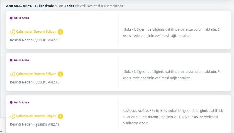 EDAŞ ANKARA ELEKTRİK KESİNTİSİ: 29 Ekim Ankarada Elektrikler Ne Zaman Gelecek Elektrik Kesintisi Ne Zaman Bitecek
