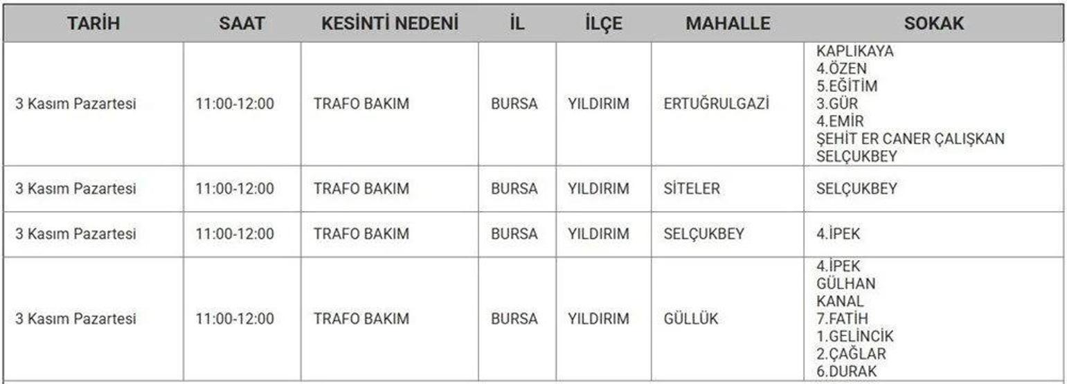UEDAŞ BURSA ELEKTRİK KESİNTİSİ 3 KASIM: Bursada Elektrikler Ne Zaman Gelecek Hangi İlçelerde Elektrik Yok