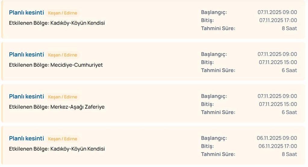 3 KASIM EDİRNE ELEKTRİK KESİNTİSİ: Edirnede Elektrikler Ne Zaman Gelecek TREDAŞtan Kesinti Açıklaması