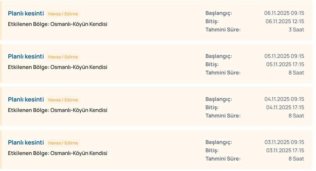 3 KASIM EDİRNE ELEKTRİK KESİNTİSİ: Edirnede Elektrikler Ne Zaman Gelecek TREDAŞtan Kesinti Açıklaması