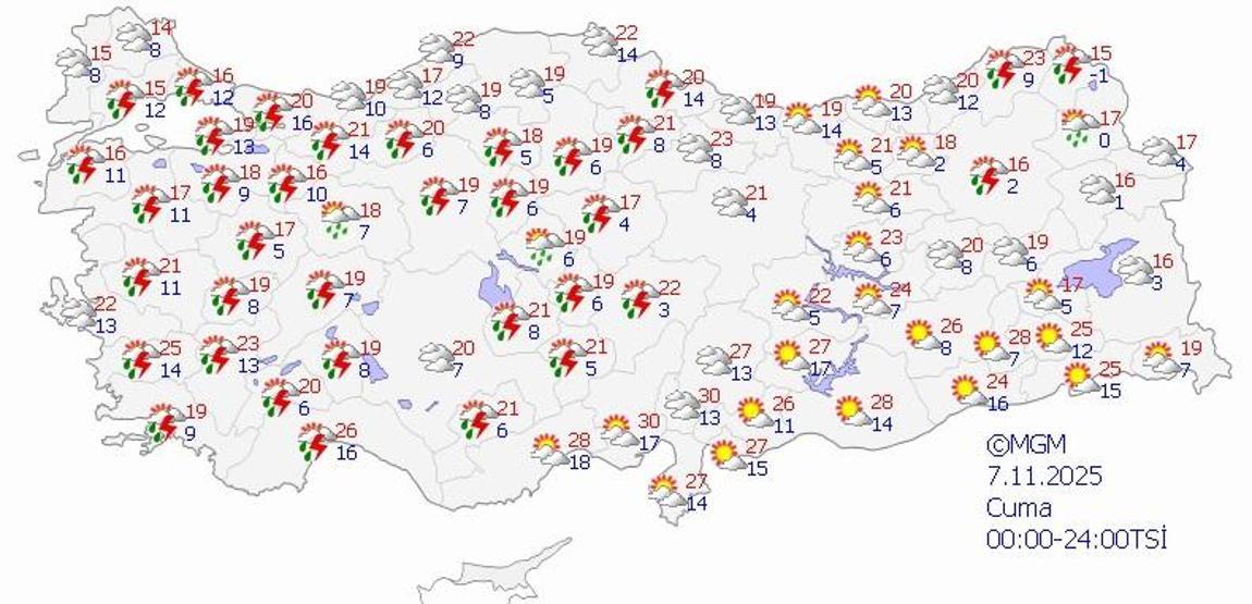 4 KASIM 2025 HAVA DURUMU | Ankara, İzmir ve İstanbulda bugün hava nasıl olacak Meteorolojiden gök gürültülü sağanak yağış uyarısı