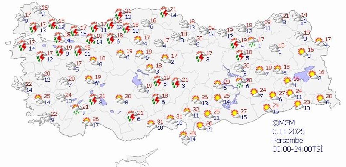 4 KASIM 2025 HAVA DURUMU | Ankara, İzmir ve İstanbulda bugün hava nasıl olacak Meteorolojiden gök gürültülü sağanak yağış uyarısı
