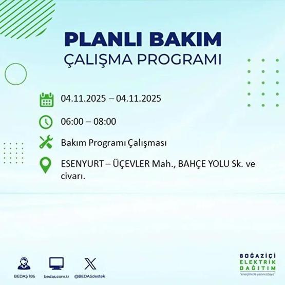 İstanbul Elektrik Kesintisi 4 Kasım: BEDAŞ ve AYEDAŞ İstanbul Elektrik Kesintisi Listesi Yayınlandı Kesinti Ne Zaman Bitecek