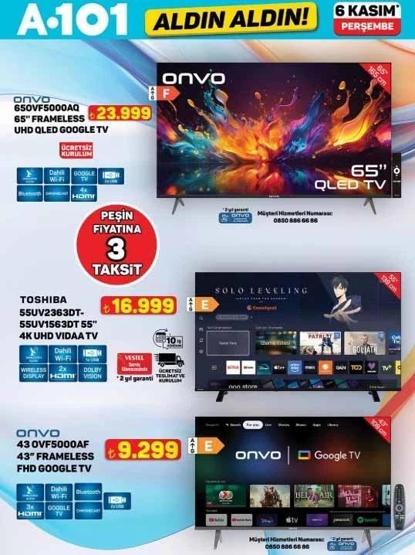 6 KASIM 2025 A101 AKTÜEL ÜRÜNLER KATALOĞU | Cep telefonu 4.999 TL, 65 inç QLED Google TV 23.999 TL A101de bu hafta neler var