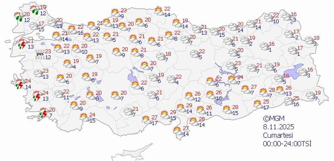 SON DAKİKA HAVA DURUMU HABERLERİ 8 KASIM 2025 | Bugün hava nasıl olacak Kuvvetli geliyor Meteoroloji uyardı: Edirne, Kırklareli, Çanakkale...