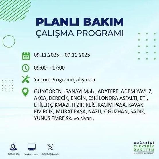 İSTANBUL ELEKTRİK KESİNTİSİ 9 KASIM: Hangi İlçelerde Elektrikler Kesik Bedaş Ayedaş İstanbul Elektrik Kesintisi Ne Zaman Bitecek