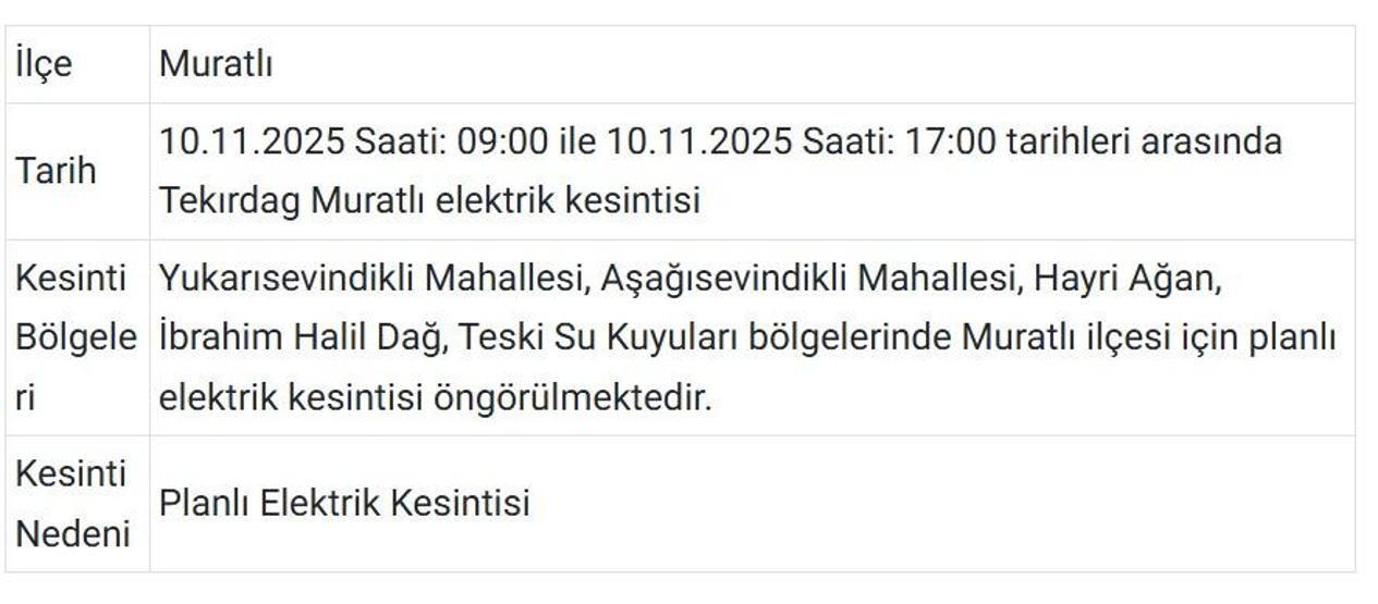 10 KASIM TEKİRDAĞ ELEKTRİK KESİNTİSİ: TREDAŞ Tekirdağ Elektrik Kesintisi Ne Zaman Bitecek Tekirdağda Elektrikler Ne Zaman Gelecek