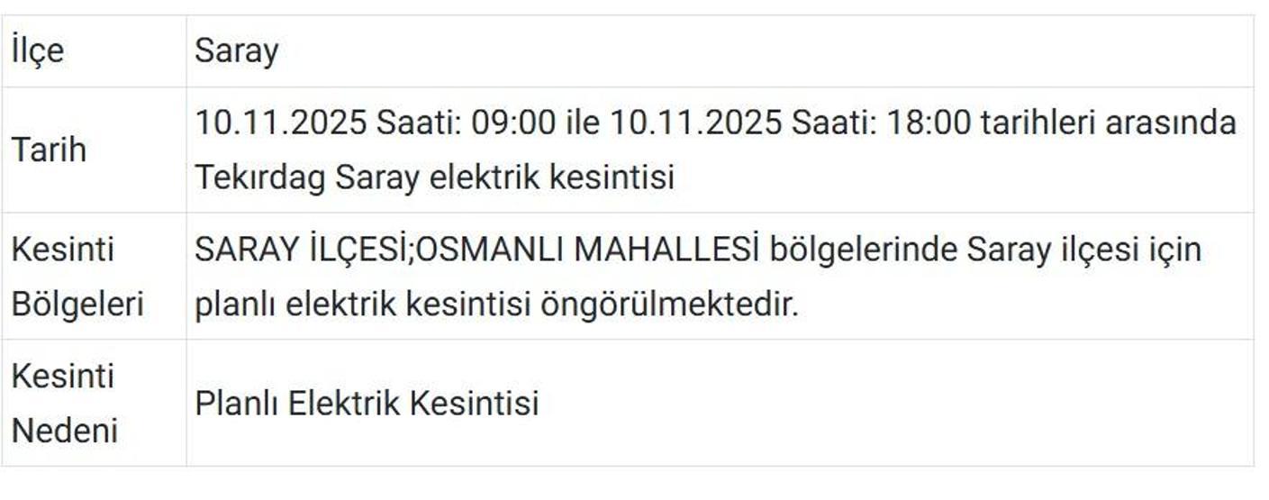 10 KASIM TEKİRDAĞ ELEKTRİK KESİNTİSİ: TREDAŞ Tekirdağ Elektrik Kesintisi Ne Zaman Bitecek Tekirdağda Elektrikler Ne Zaman Gelecek