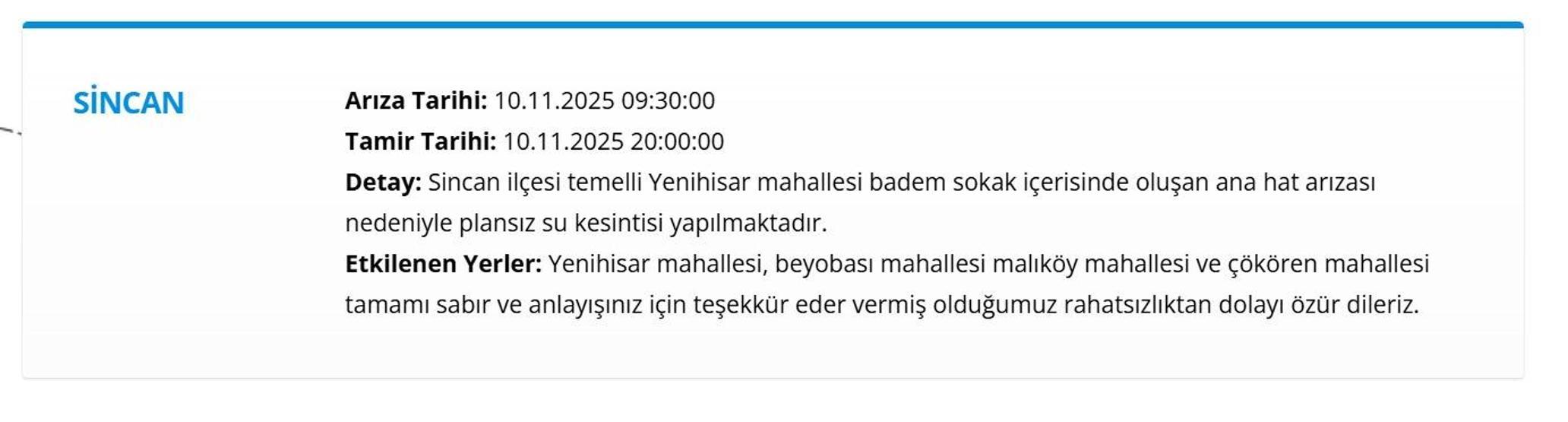 10 KASIM ANKARA SU KESİNTİ LİSTESİ: ASKİ Ankara Su Kesintisi Ne Zaman Bitecek, Sular Ne Zaman Gelecek
