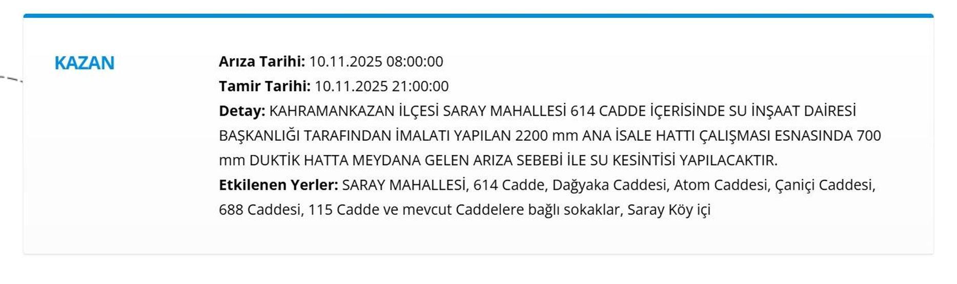 10 KASIM ANKARA SU KESİNTİ LİSTESİ: ASKİ Ankara Su Kesintisi Ne Zaman Bitecek, Sular Ne Zaman Gelecek