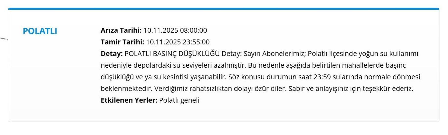 10 KASIM ANKARA SU KESİNTİ LİSTESİ: ASKİ Ankara Su Kesintisi Ne Zaman Bitecek, Sular Ne Zaman Gelecek
