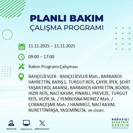 11 KASIM İSTANBUL ELEKTRİK KESİNTİSİ: BEDAŞ Duyurdu İstanbulda Büyük Elektrik Kesintisi İstanbulda Elektrikler Ne Zaman Gelecek, Hangi İlçeler Etkilenecek