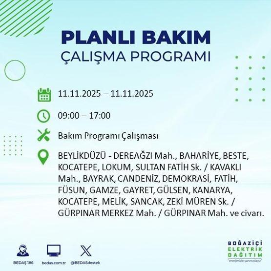 11 KASIM İSTANBUL ELEKTRİK KESİNTİSİ: BEDAŞ Duyurdu İstanbulda Büyük Elektrik Kesintisi İstanbulda Elektrikler Ne Zaman Gelecek, Hangi İlçeler Etkilenecek
