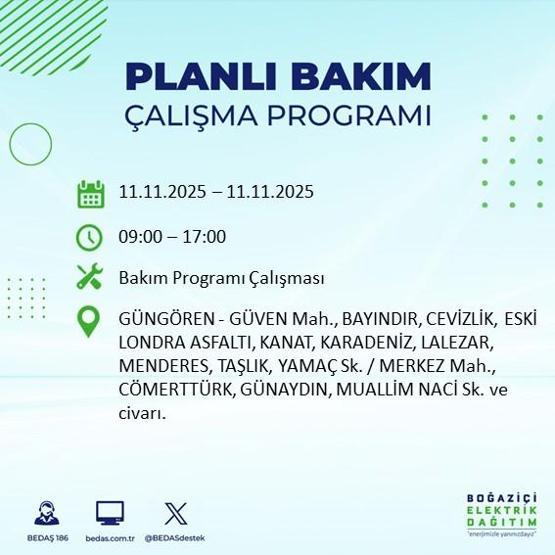 11 KASIM İSTANBUL ELEKTRİK KESİNTİSİ: BEDAŞ Duyurdu İstanbulda Büyük Elektrik Kesintisi İstanbulda Elektrikler Ne Zaman Gelecek, Hangi İlçeler Etkilenecek
