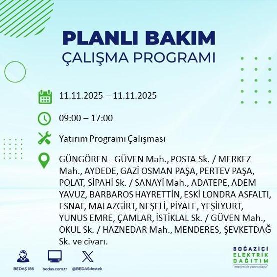 11 KASIM İSTANBUL ELEKTRİK KESİNTİSİ: BEDAŞ Duyurdu İstanbulda Büyük Elektrik Kesintisi İstanbulda Elektrikler Ne Zaman Gelecek, Hangi İlçeler Etkilenecek