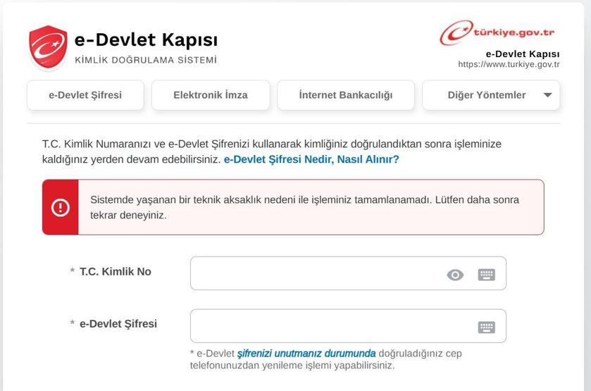E-DEVLET ÇÖKTÜ MÜ E-DEVLETe Neden Girilemiyor e-Devlet Sistemde Yaşanan Bir Teknik Aksaklık Nedeni ile İşleminiz Tamamlanamadı Uyarısı