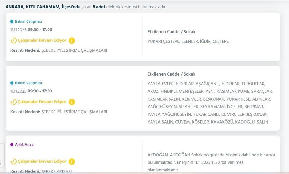 11 KASIM ANKARA ELEKTRİK KESİNTİSİ: EDAŞ Ankara Elektrik Kesintisi Ne Zaman Bitecek Çok Sayıda İlçe Karanlığa Gömüldü