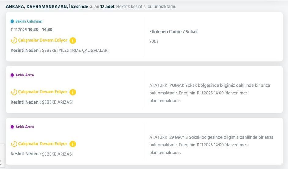 11 KASIM ANKARA ELEKTRİK KESİNTİSİ: EDAŞ Ankara Elektrik Kesintisi Ne Zaman Bitecek Çok Sayıda İlçe Karanlığa Gömüldü