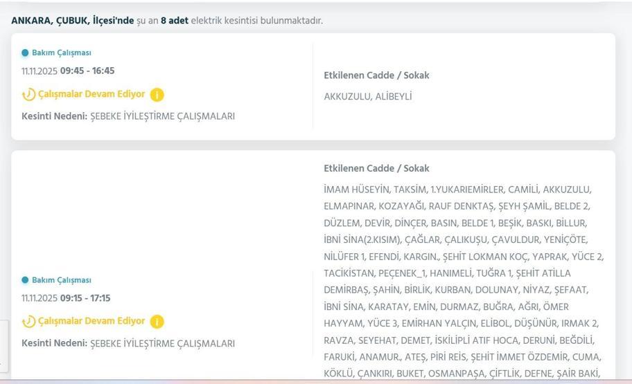 11 KASIM ANKARA ELEKTRİK KESİNTİSİ: EDAŞ Ankara Elektrik Kesintisi Ne Zaman Bitecek Çok Sayıda İlçe Karanlığa Gömüldü