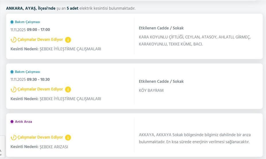 11 KASIM ANKARA ELEKTRİK KESİNTİSİ: EDAŞ Ankara Elektrik Kesintisi Ne Zaman Bitecek Çok Sayıda İlçe Karanlığa Gömüldü