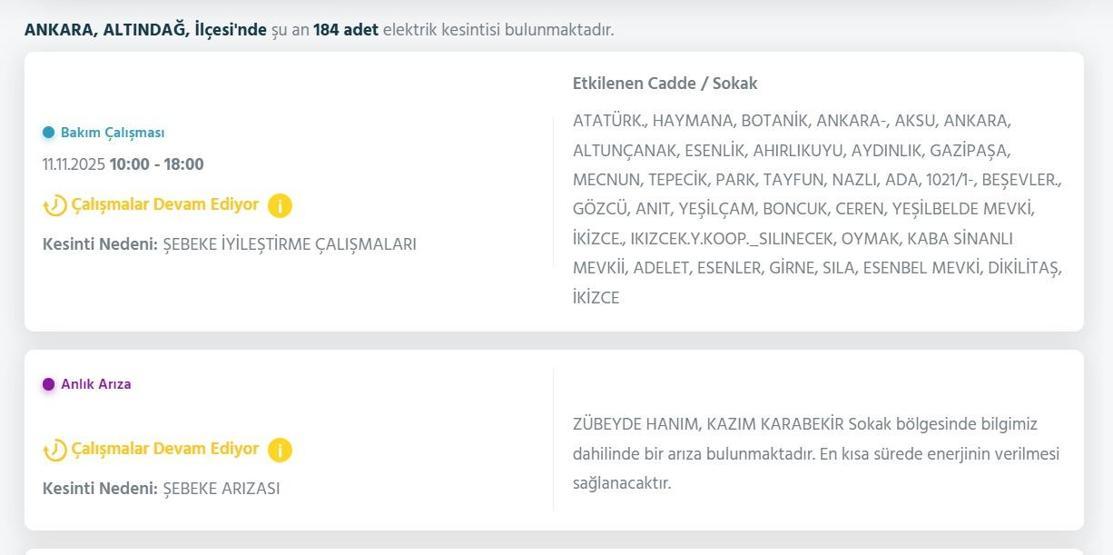 11 KASIM ANKARA ELEKTRİK KESİNTİSİ: EDAŞ Ankara Elektrik Kesintisi Ne Zaman Bitecek Çok Sayıda İlçe Karanlığa Gömüldü