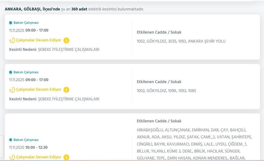 11 KASIM ANKARA ELEKTRİK KESİNTİSİ: EDAŞ Ankara Elektrik Kesintisi Ne Zaman Bitecek Çok Sayıda İlçe Karanlığa Gömüldü