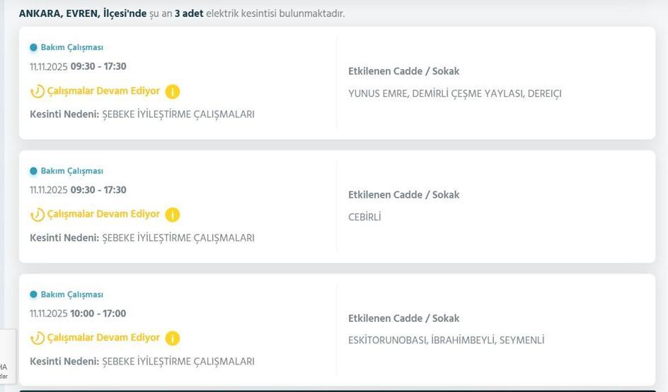 11 KASIM ANKARA ELEKTRİK KESİNTİSİ: EDAŞ Ankara Elektrik Kesintisi Ne Zaman Bitecek Çok Sayıda İlçe Karanlığa Gömüldü