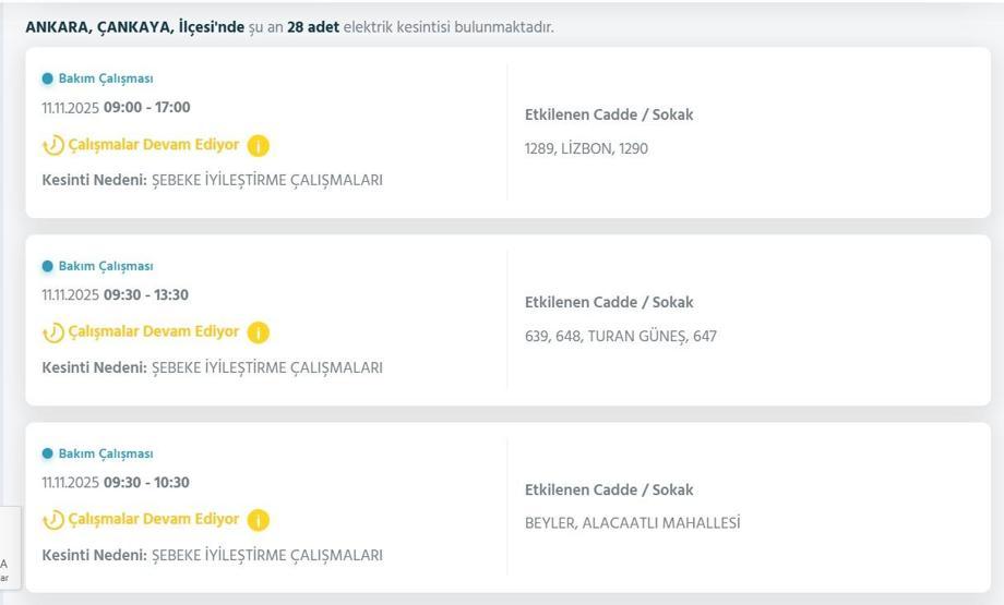 11 KASIM ANKARA ELEKTRİK KESİNTİSİ: EDAŞ Ankara Elektrik Kesintisi Ne Zaman Bitecek Çok Sayıda İlçe Karanlığa Gömüldü