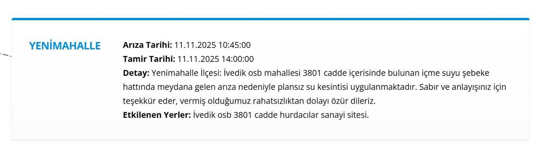 11 KASIM ANKARA SU KESİNTİ LİSTESİ: ASKİ Ankara Su Kesintisi Ne Zaman Bitecek, Sular Ne Zaman Gelecek