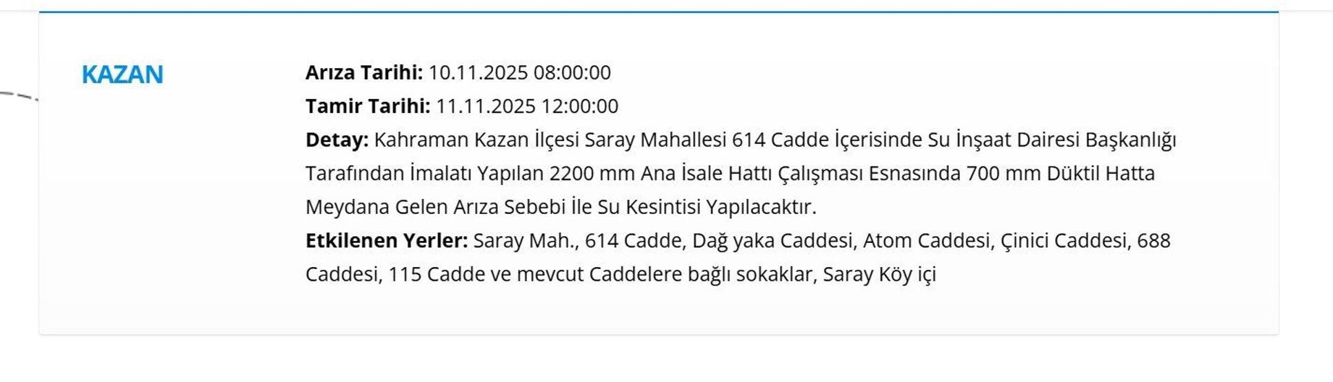 11 KASIM ANKARA SU KESİNTİ LİSTESİ: ASKİ Ankara Su Kesintisi Ne Zaman Bitecek, Sular Ne Zaman Gelecek