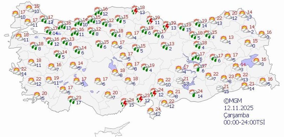 SON DAKİKA HAVA DURUMU HABERLERİ 12 KASIM 2025 | Meteoroloji uyardı Kuvvetli geliyor Ankara, İzmir, İstanbulda hava nasıl olacak
