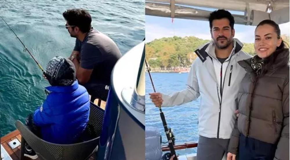 Boğaz’da Aile Keyfi Fahriye Evcen ve Burak Özçivit’ten Sıcacık Aile Pozu