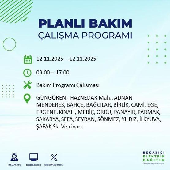 İSTANBUL ELEKTRİK KESİNTİSİ 12 KASIM: Hangi İlçelerde Elektrikler Kesik Bedaş Ayedaş İstanbul Elektrik Kesintisi Ne Zaman Bitecek