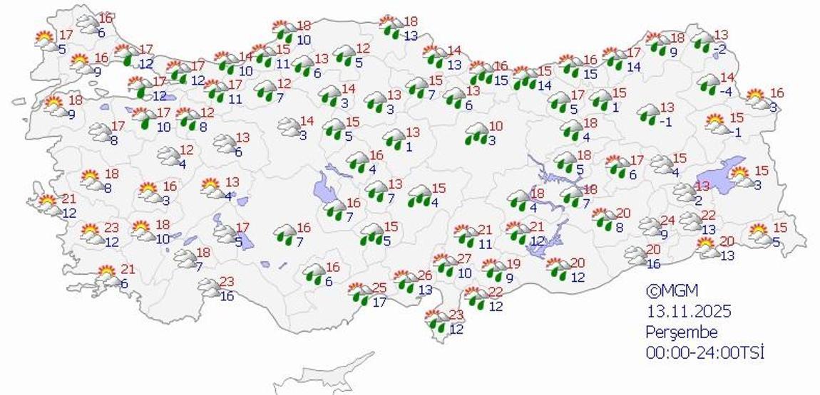 SON DAKİKA HAVA DURUMU HABERLERİ 13 KASIM 2025 | Bugün hava nasıl olacak Meteorolojiden uyarı: Niğde, Kayseri, Sivas, Samsun, Ordu, Giresun...