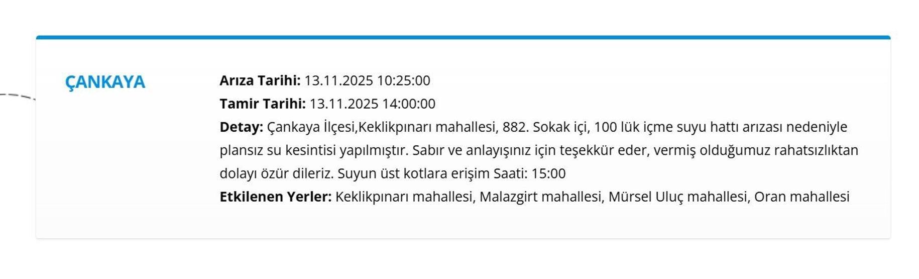 13 KASIM ANKARA SU KESİNTİSİ: ASKİ Ankara Su Kesintisi Ne Zaman Bitecek, Sular Ne Zaman Gelecek