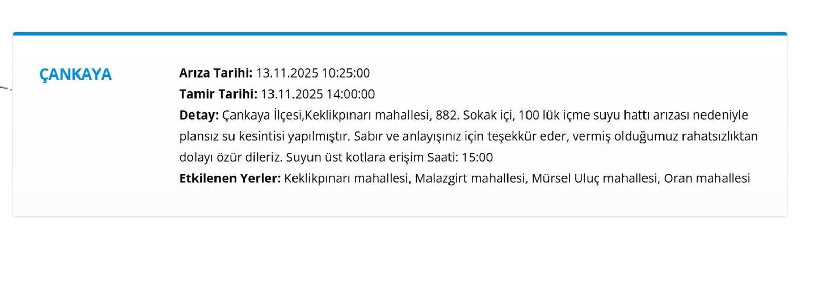 13 KASIM ANKARA SU KESİNTİSİ: ASKİ Ankara Su Kesintisi Ne Zaman Bitecek, Sular Ne Zaman Gelecek