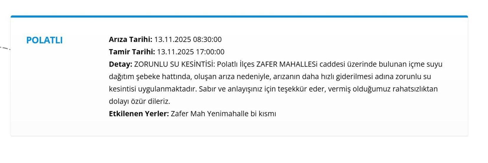 13 KASIM ANKARA SU KESİNTİSİ: ASKİ Ankara Su Kesintisi Ne Zaman Bitecek, Sular Ne Zaman Gelecek