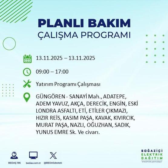 13 KASIM İSTANBUL ELEKTRİK KESİNTİSİ: Hangi İlçelerde Elektrikler Kesik Bedaş Ayedaş İstanbul Elektrik Kesintisi Ne Zaman Bitecek