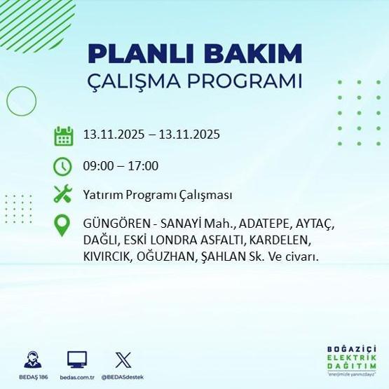 13 KASIM İSTANBUL ELEKTRİK KESİNTİSİ: Hangi İlçelerde Elektrikler Kesik Bedaş Ayedaş İstanbul Elektrik Kesintisi Ne Zaman Bitecek