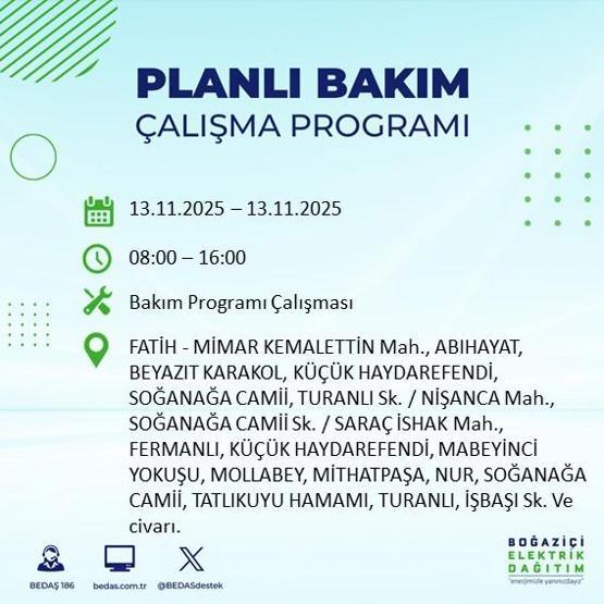 13 KASIM İSTANBUL ELEKTRİK KESİNTİSİ: Hangi İlçelerde Elektrikler Kesik Bedaş Ayedaş İstanbul Elektrik Kesintisi Ne Zaman Bitecek